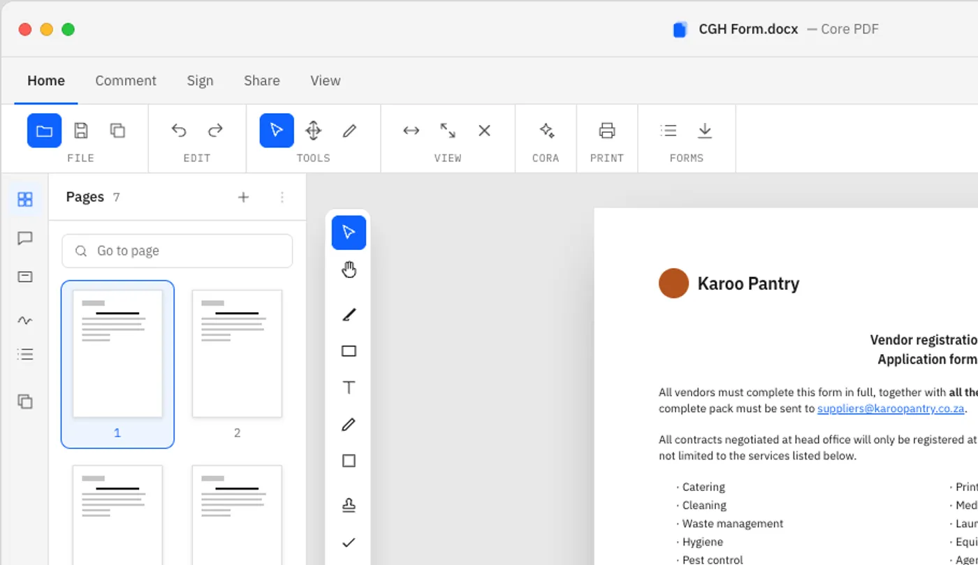 Core PDF editor