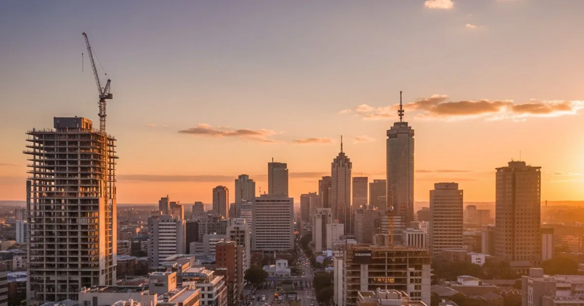 The Johannesburg skyline at dusk